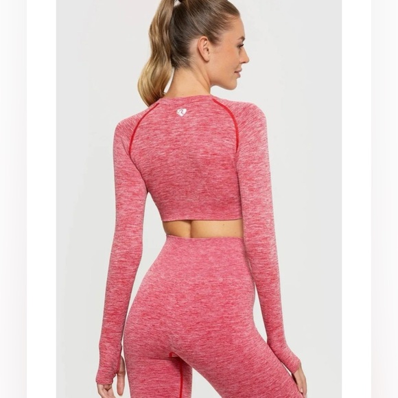 Women's Best Size S Red Marl Move Seamless Long Sleeve Crop Top - Picture 2 of 10